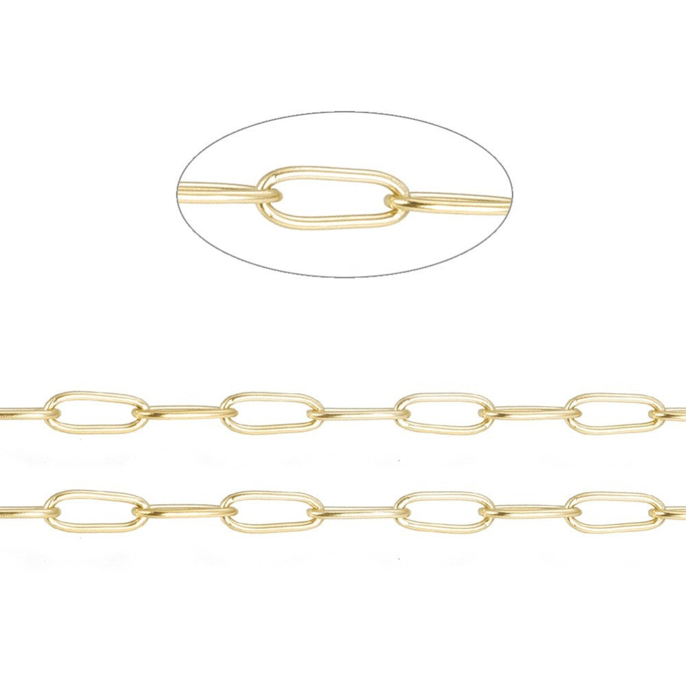 1 meter Kedja Paperclip guldfärgad Rostfritt stål - 4,8mm