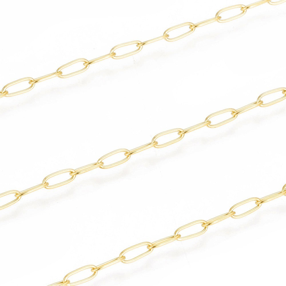 1 meter Kedja Paperclip guldfärgad Rostfritt stål - 4,8mm