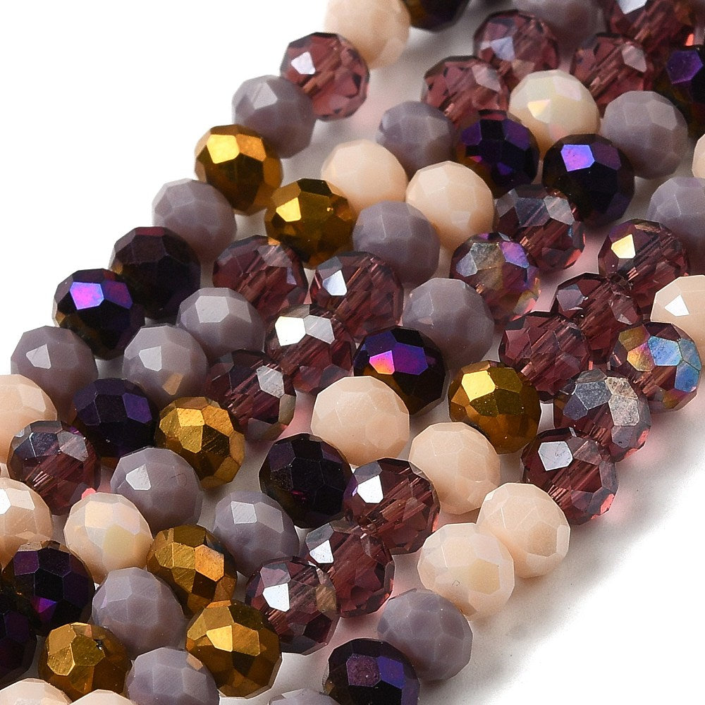 1 sträng lila multi facetterade abacus 6mm glaspärlor