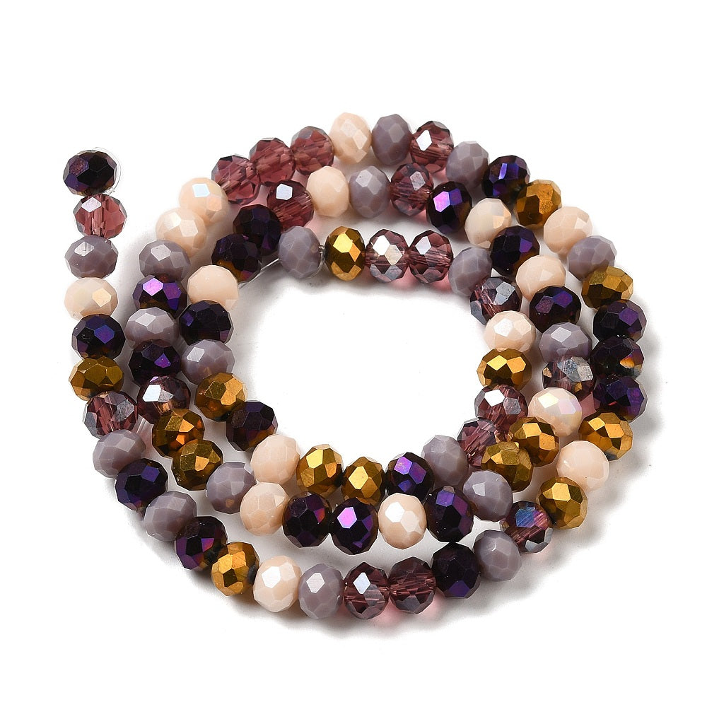 1 sträng lila multi facetterade abacus 6mm glaspärlor