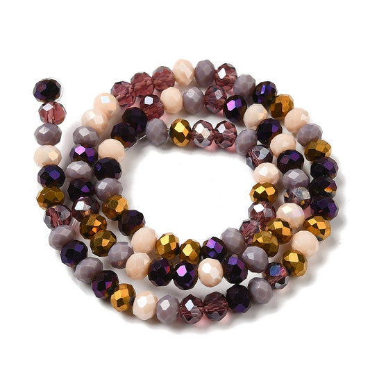 1 sträng lila multi facetterade abacus 6mm glaspärlor