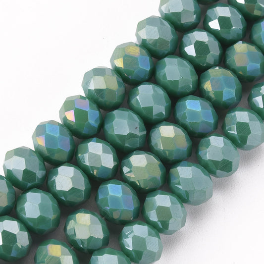 1 sträng elektropläterade facetterade abacus 8mm glaspärlor