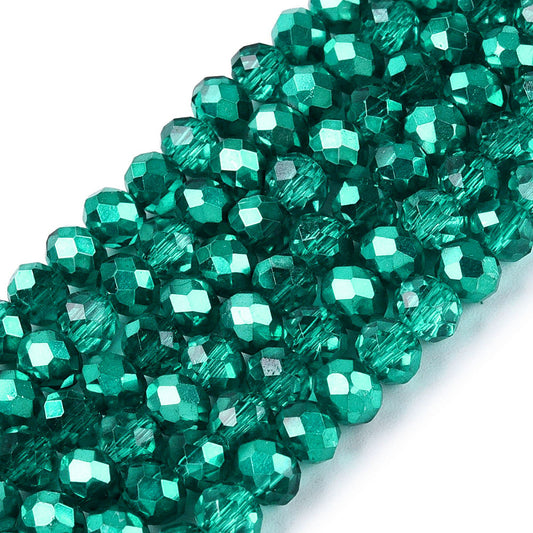 Gröna elektropläterade abacus glaspärlor - 4mm