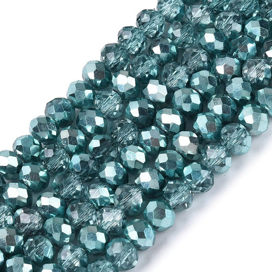 Blå elektropläterade abacus glaspärlor - 4mm