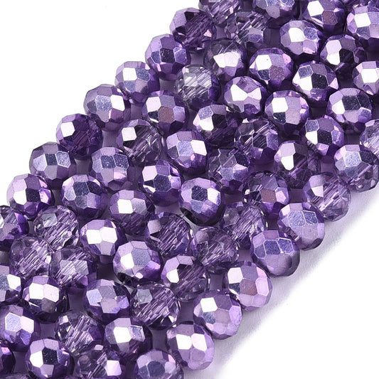 Lila elektropläterade abacus glaspärlor - 4mm