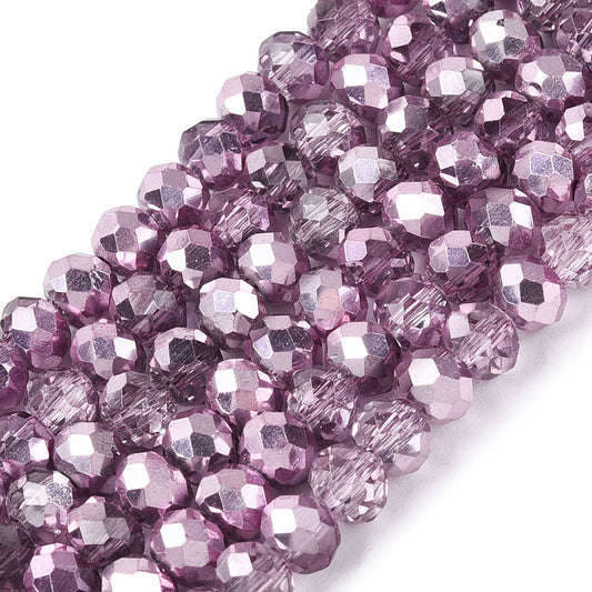 Orchid elektropläterade abacus glaspärlor - 4mm