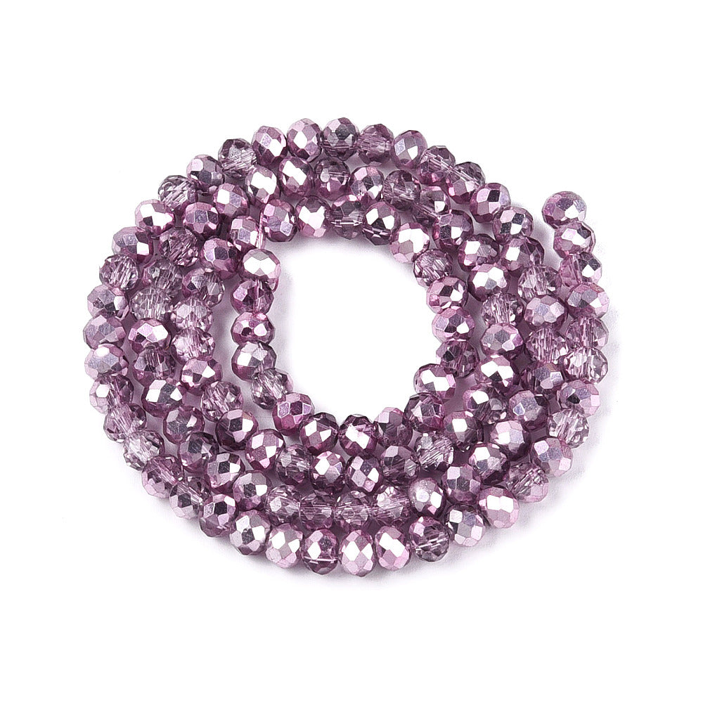 Orchid elektropläterade abacus glaspärlor - 4mm