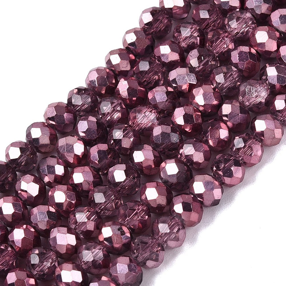 Misty rose elektropläterade abacus glaspärlor - 4mm