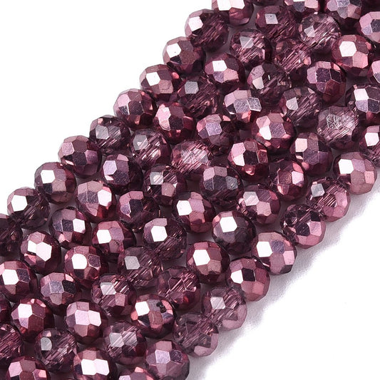 Misty rose elektropläterade abacus glaspärlor - 4mm