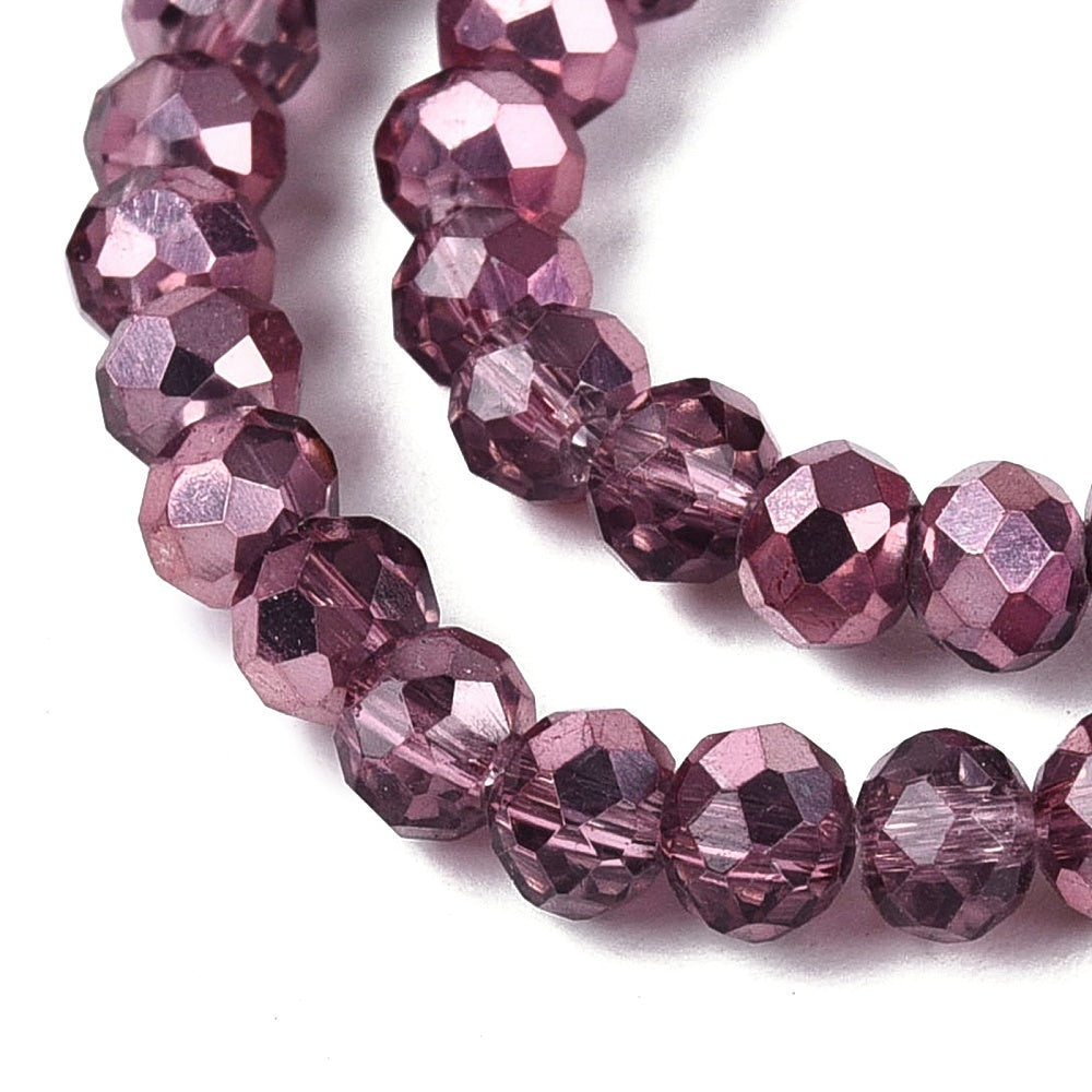 Misty rose elektropläterade abacus glaspärlor - 4mm