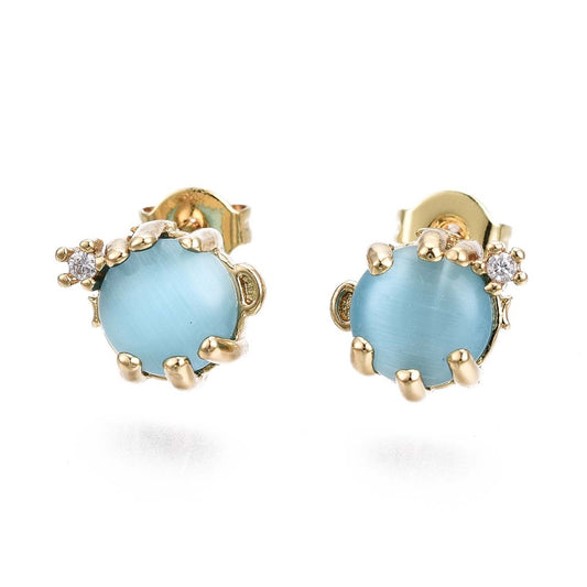 Stiftörhängen med Cat eye och Cubic Zirconia