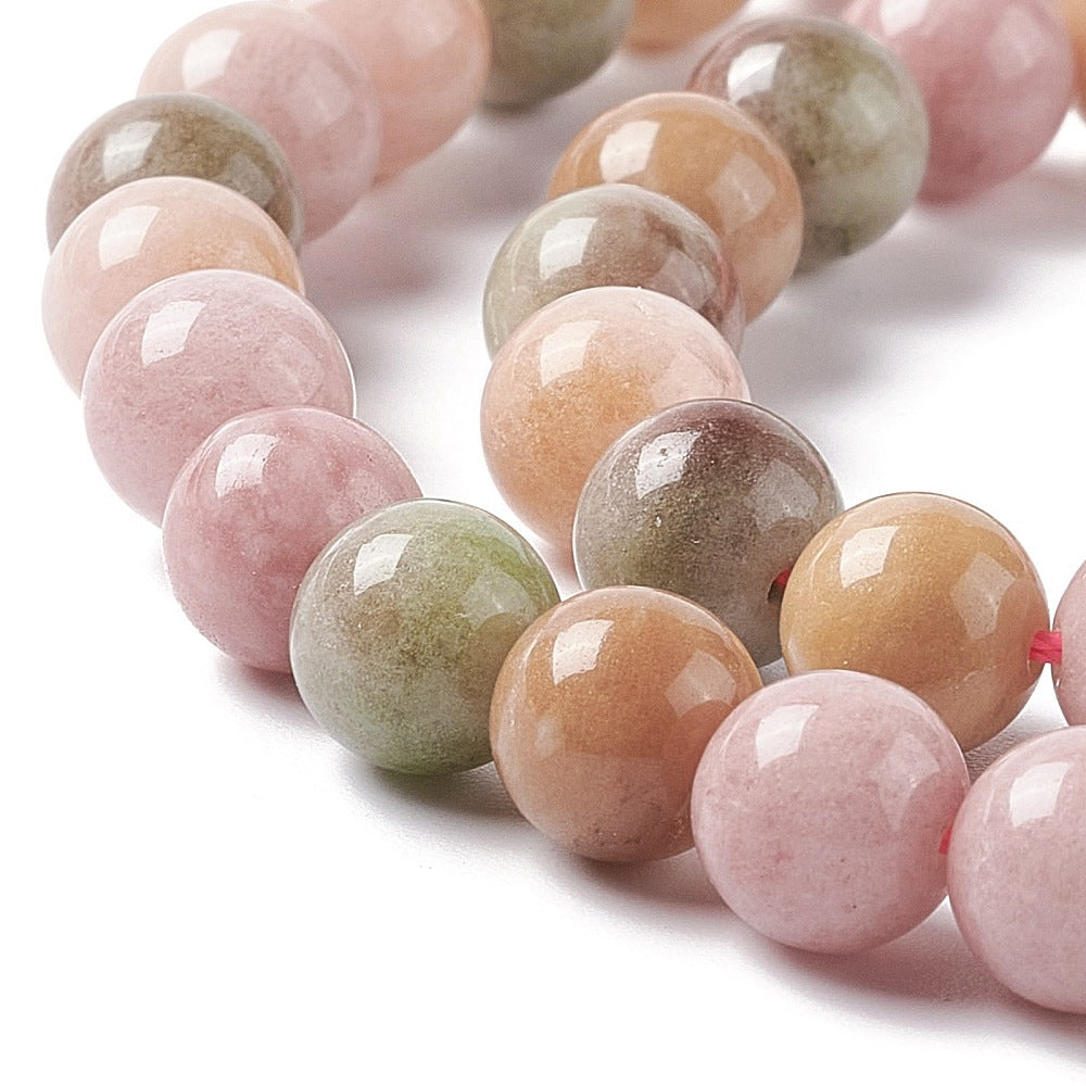 1 sträng rosa/grön flerfärgad Jade - 8mm
