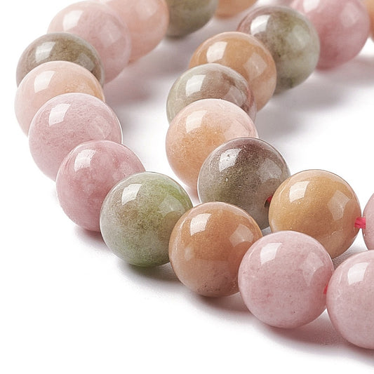 1 sträng rosa/grön flerfärgad Jade - 8mm