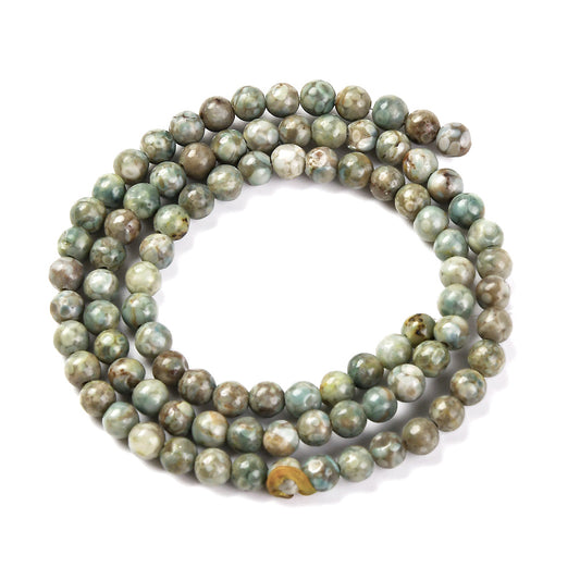 Maifanite pärlor blå/grön hel sträng - 4mm