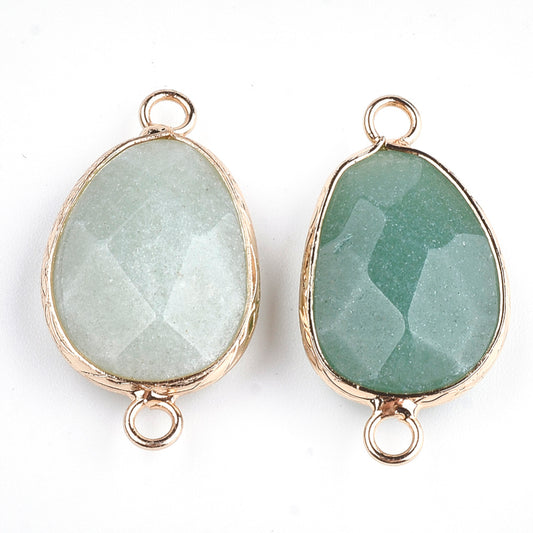 Grön Aventurin droppformad connector - 27mm