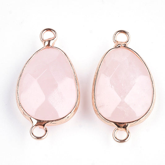 Rosenkvarts droppformad connector - 27mm