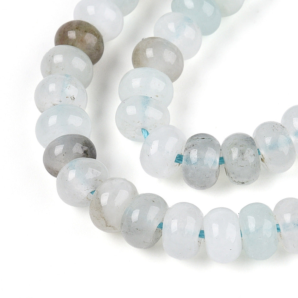 Vit/Smokey facetterad Jade abacus rondeller 6mm - hel sträng
