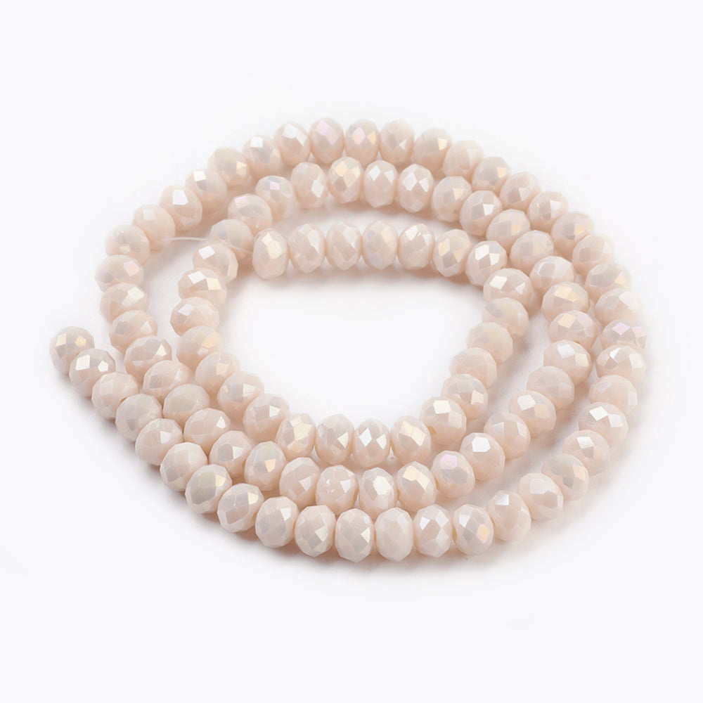 1 sträng facetterade abacus 6mm glaspärlor - Elektropläterad