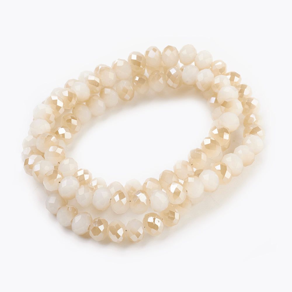 1 sträng facetterade abacus 6mm glaspärlor - Elektropläterad