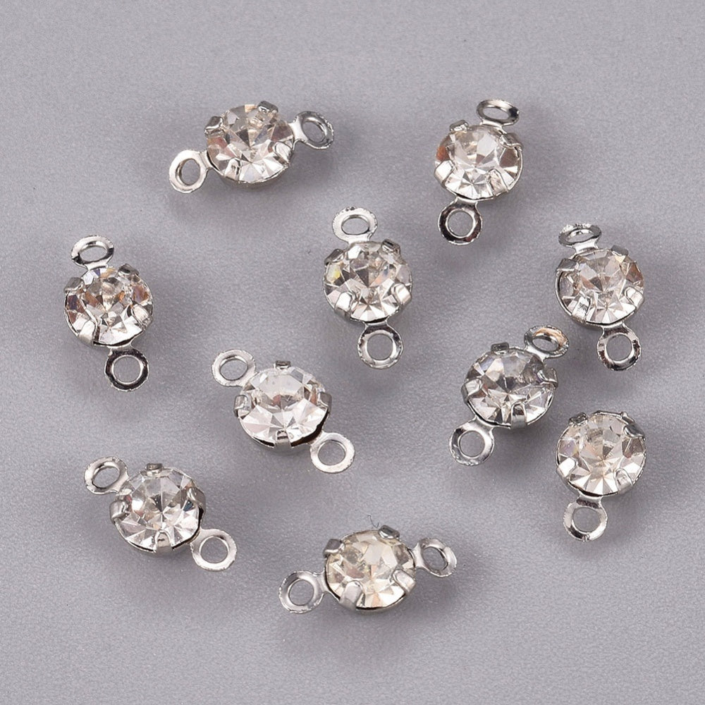 10st Silverfärgade strasslänkar - 10mm