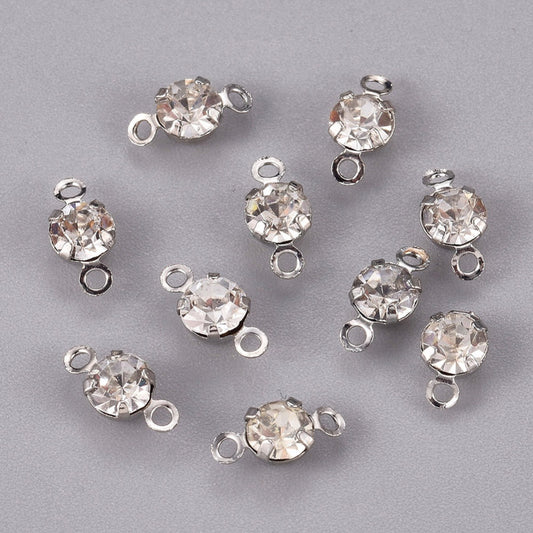 10st Silverfärgade strasslänkar - 10mm