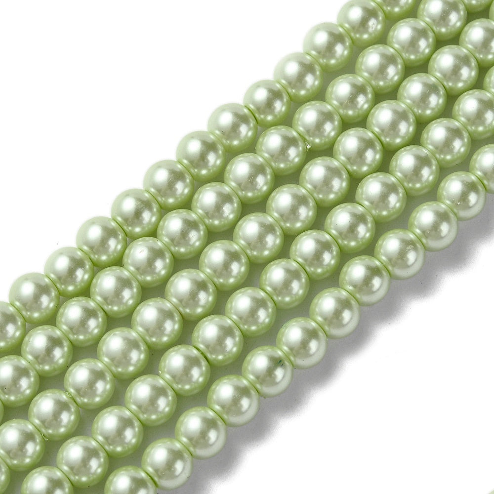 Hel sträng ca 70st vaxade runda glaspärlor - 6mm