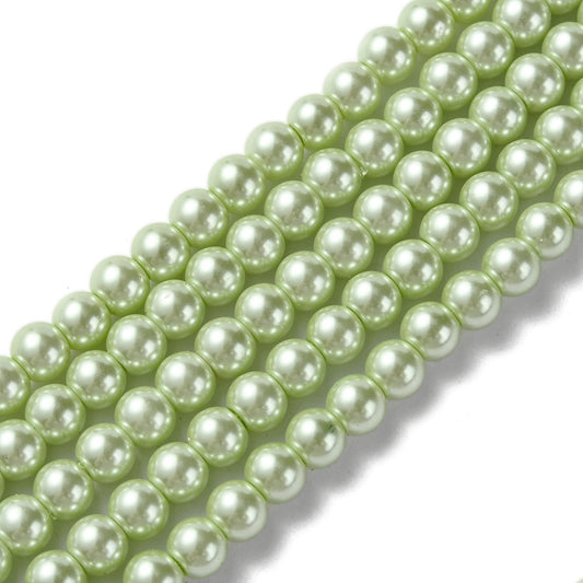 Hel sträng ca 70st vaxade runda glaspärlor - 6mm