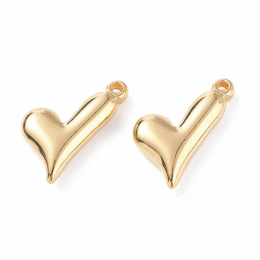 1st hjärta hänge berlock i guldfärgat 304 rostfritt stål