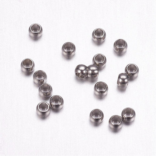 50st klämpärlor i Kirurgiskt stål - 2mm