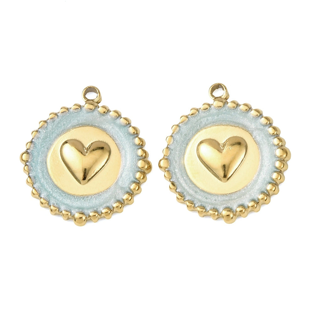 1st runt emaljerat hänge berlock i guldfärgat 304 rostfritt stål - 18K guldplätering