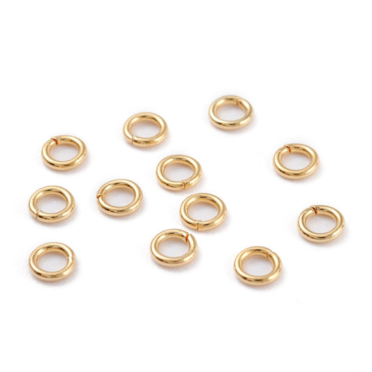 Guldfärgade bindringar 304 Rostfritt stål med 18K guldplätering - 4mm