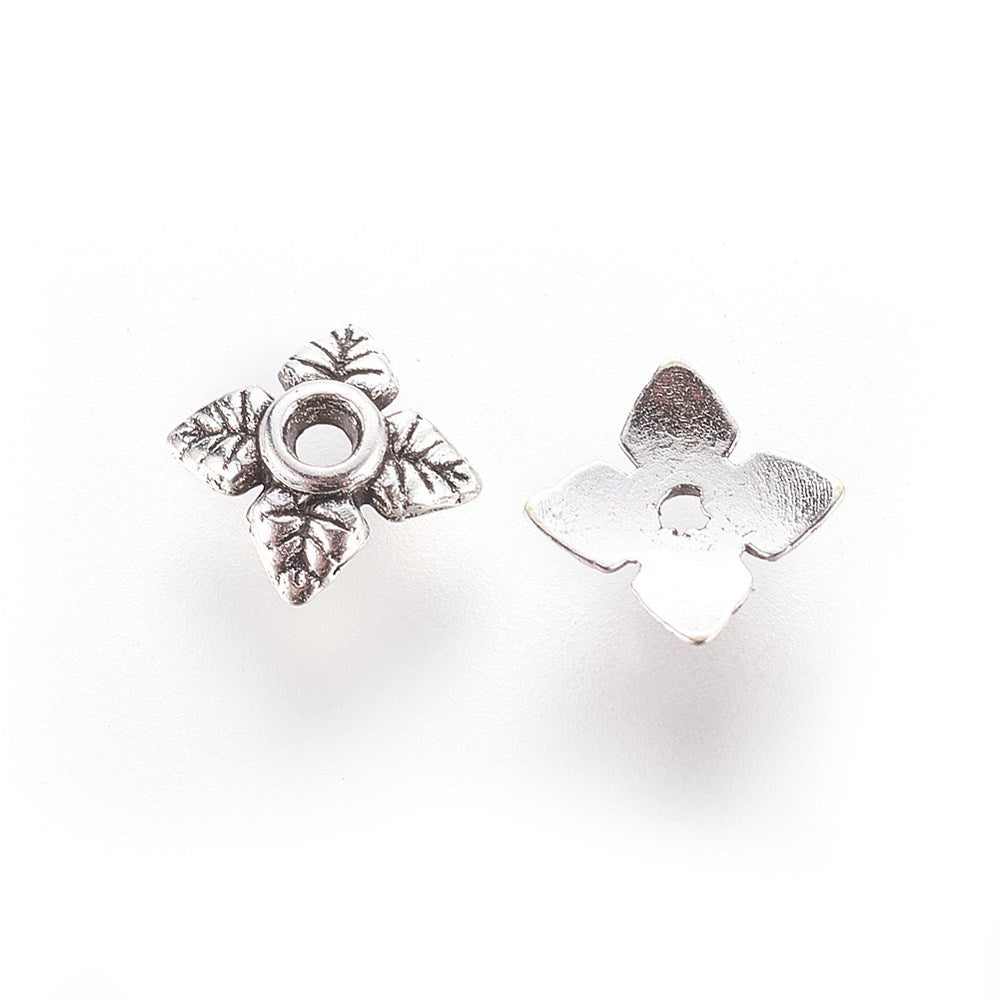 Pärlhattar silver löv - 100st