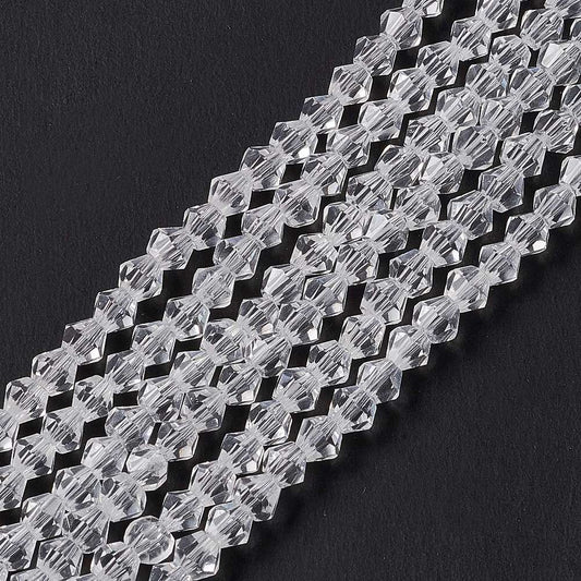 1 sträng facetterade Biconer 3mm glaspärlor