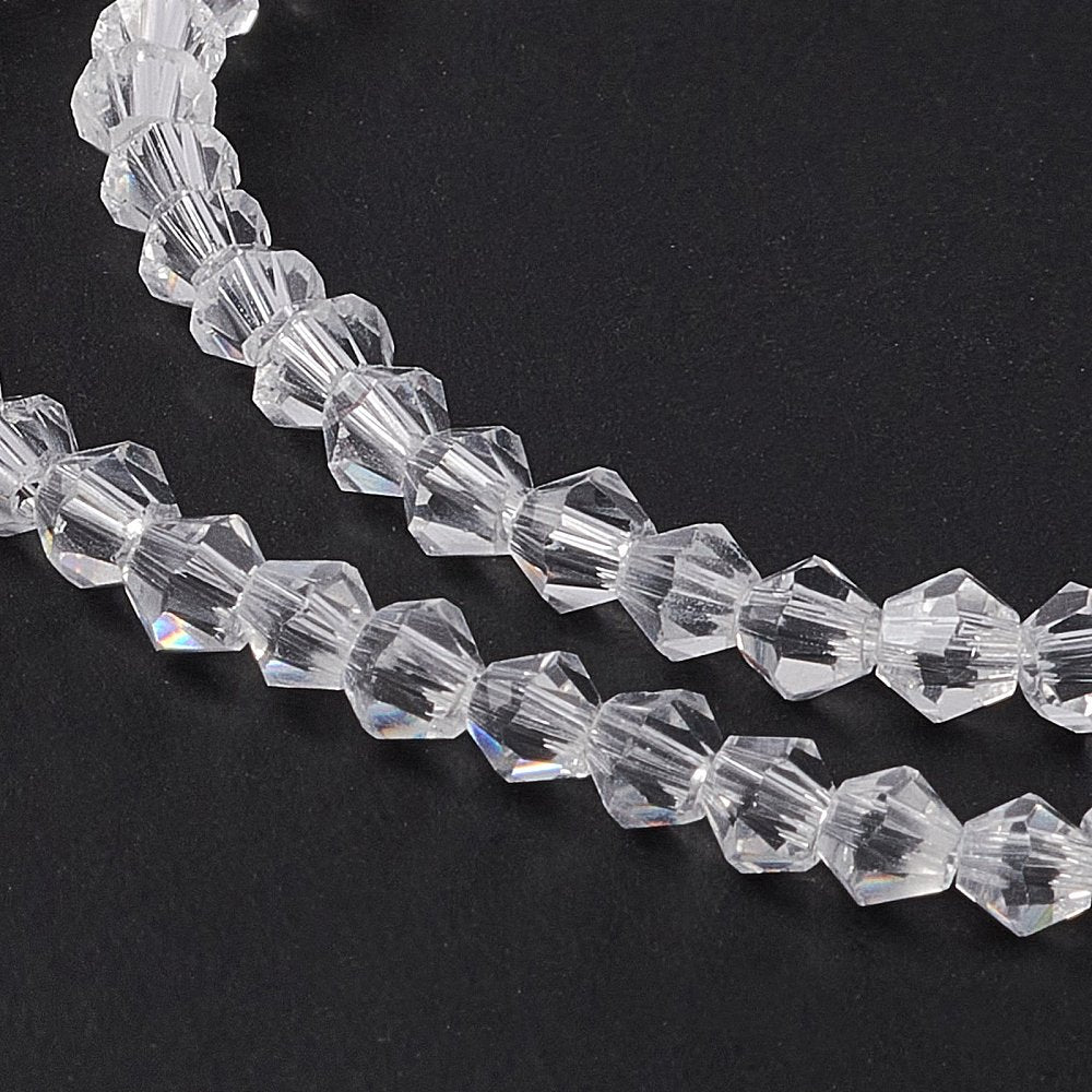 1 sträng facetterade Biconer 3mm glaspärlor