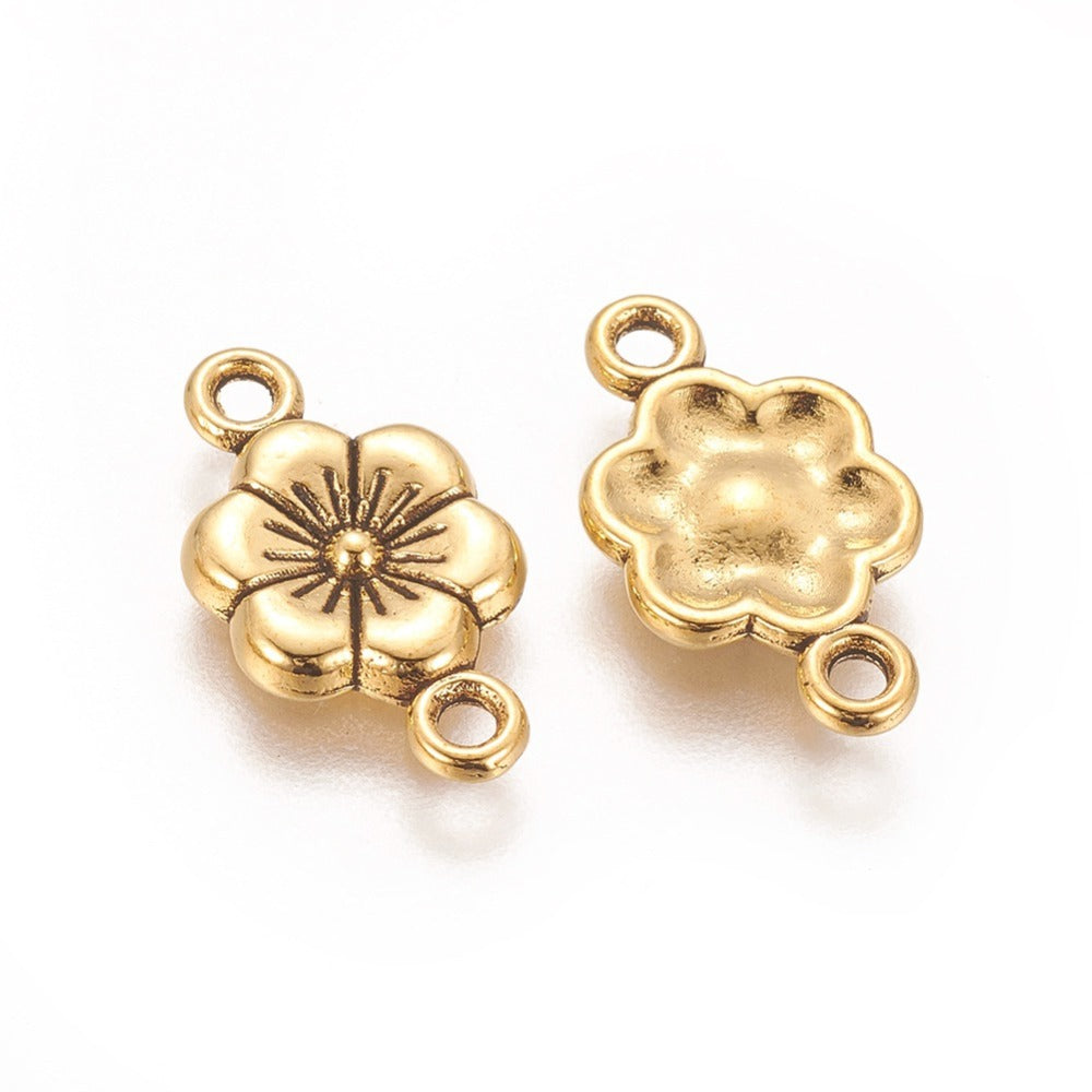 10st guldfärgade blommor länk/connector - 18mm