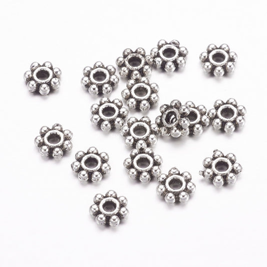 ca 100st antik silverfärgade daisys mellandelar - 4,5mm (Kopia)