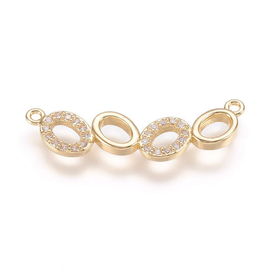 Cubic zirconia connector med 18K guldplätering - 1st