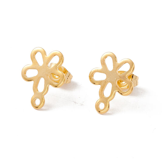 1 par Stiftörhängen blomma studs inkl. bakstycken - Rostfritt stål