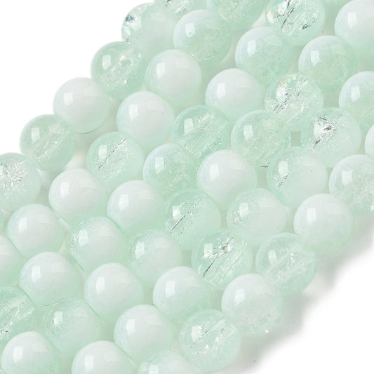 Krackelerade grönmelerade glaspärlor - 6mm