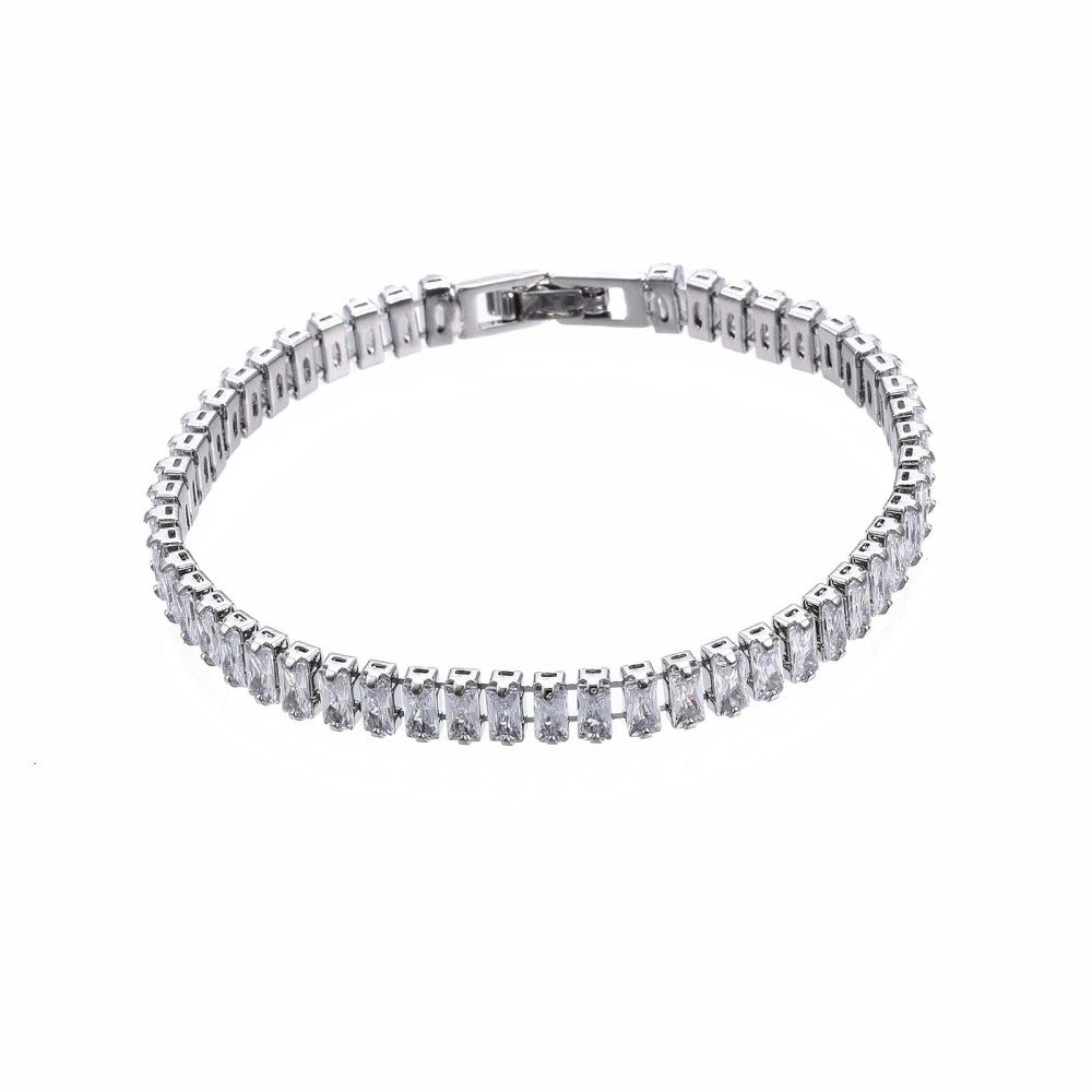 Cubic zirconia tennisarmband, Platinumpläterat