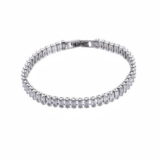 Cubic zirconia tennisarmband, Platinumpläterat
