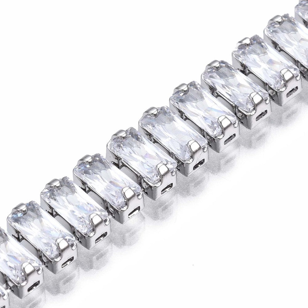 Cubic zirconia tennisarmband, Platinumpläterat