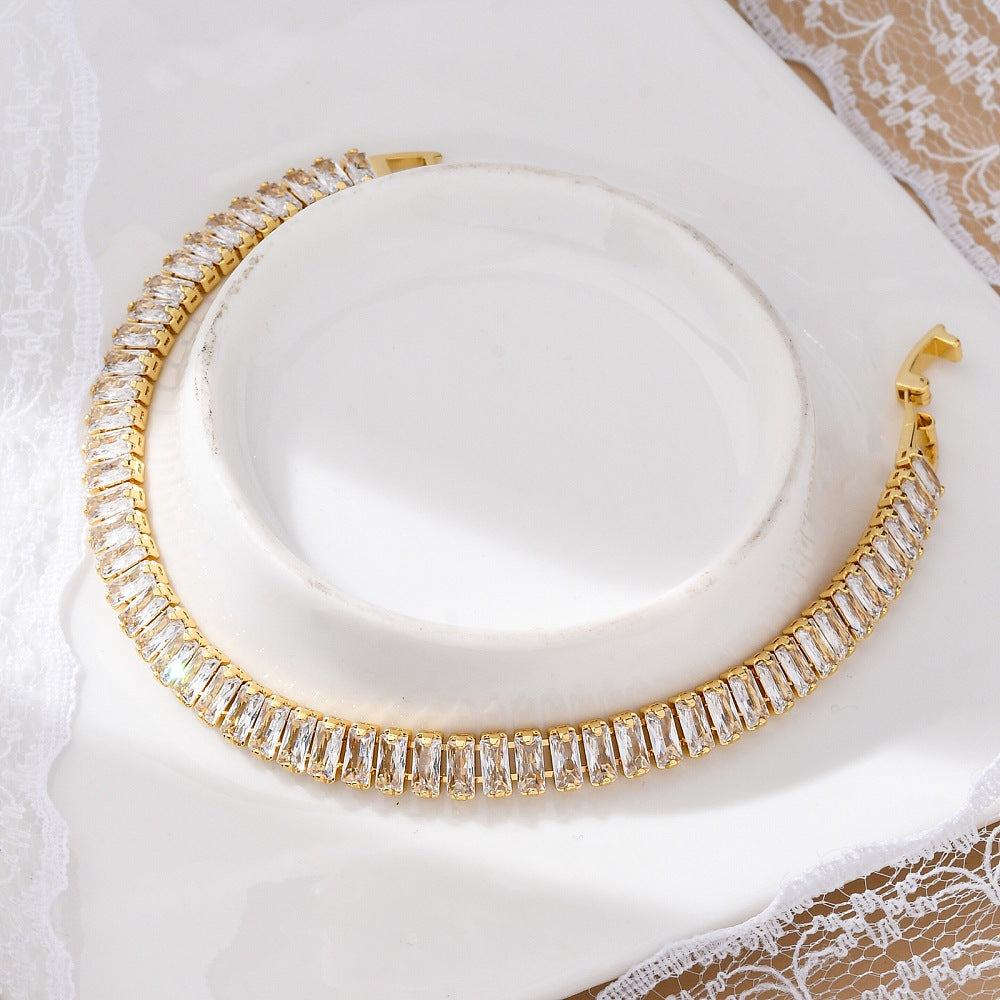 Cubic zirconia tennisarmband, 18K guldplätering