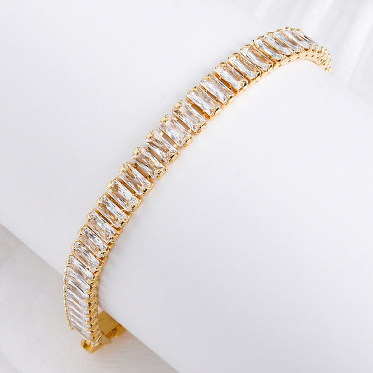 Cubic zirconia tennisarmband, 18K guldpläterat
