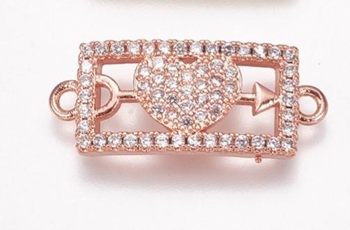 Vacker strass connector länk cubic zirconia   -1st - rosé