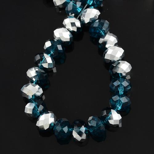 Hel sträng facetterade abacus 4mm glaspärlor blå/silver