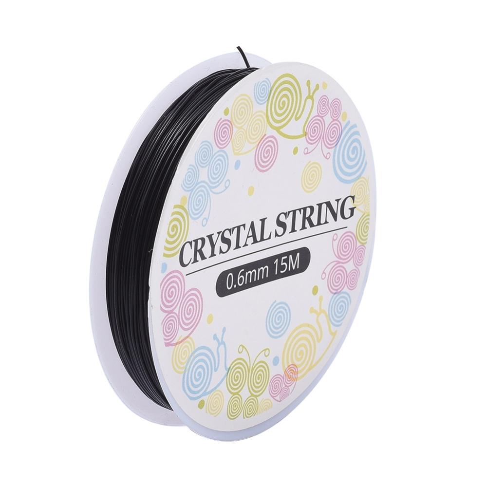 1st Rulle svart elastisk tråd 0,6mm á 15m
