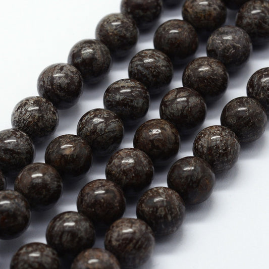 Hel sträng Snowflake Obsidian pärlor 6mm