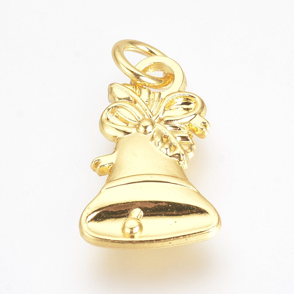 Guld färgad julklocka  -  hänge berlock