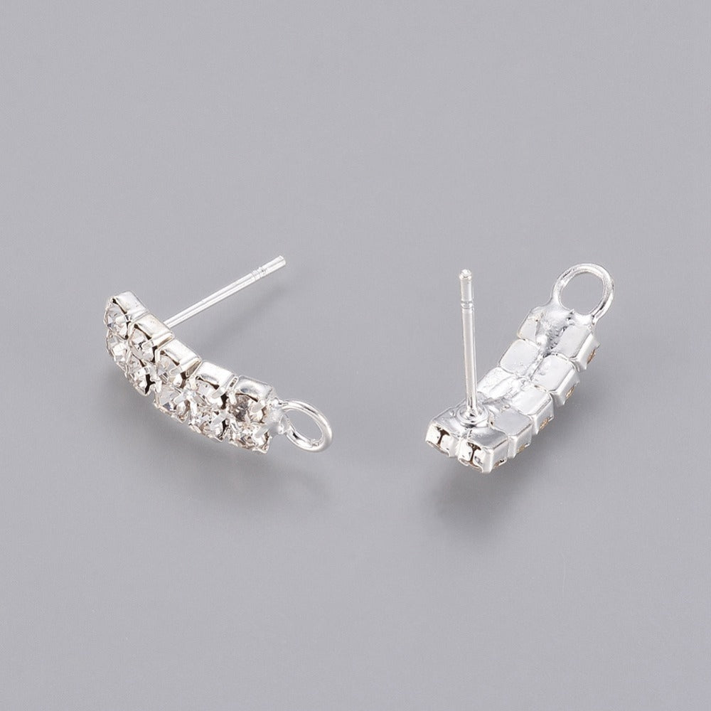1par stift strass örhängen med ögla